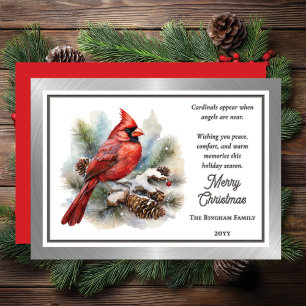 Cardinal Remembrance Red Christmas Holiday  Letterpress Photo Cards