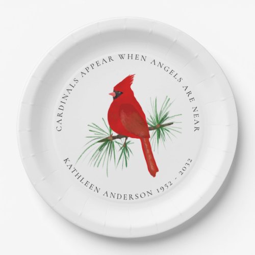 Cardinal Remembrance Tribute Paper Plates
