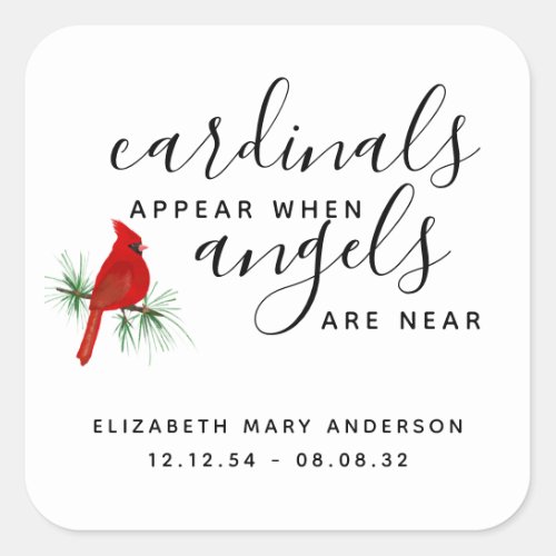 Cardinal Remembrance Tribute Square Sticker