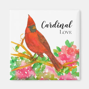 Cardinal Rhododendron Flowers Watercolor Magnet