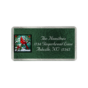 Cardinal & Ribbon Holiday Return Address - Green Label