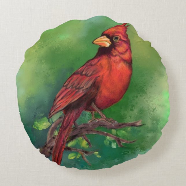 Cardinal Round Pillow (Back)