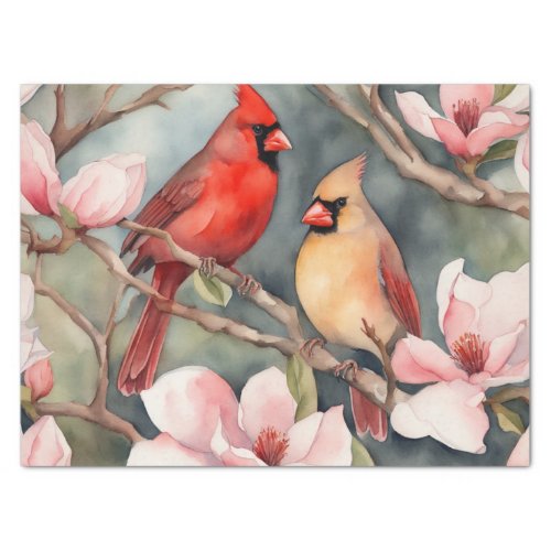 Cardinal Serenade A Floral Watercolor Decoupage  Tissue Paper