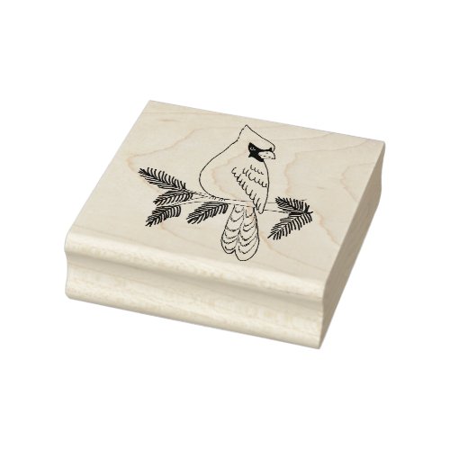 Cardinal sitting on a pine Bough Rubber Stamp