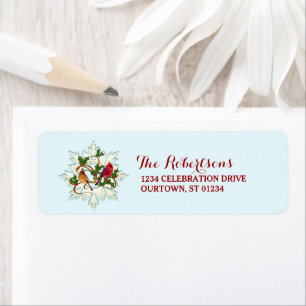 Cardinal Snow Christmas Address Labels