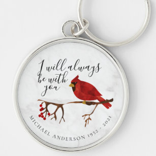 Cardinal Snow Christmas Remembrance Keychain