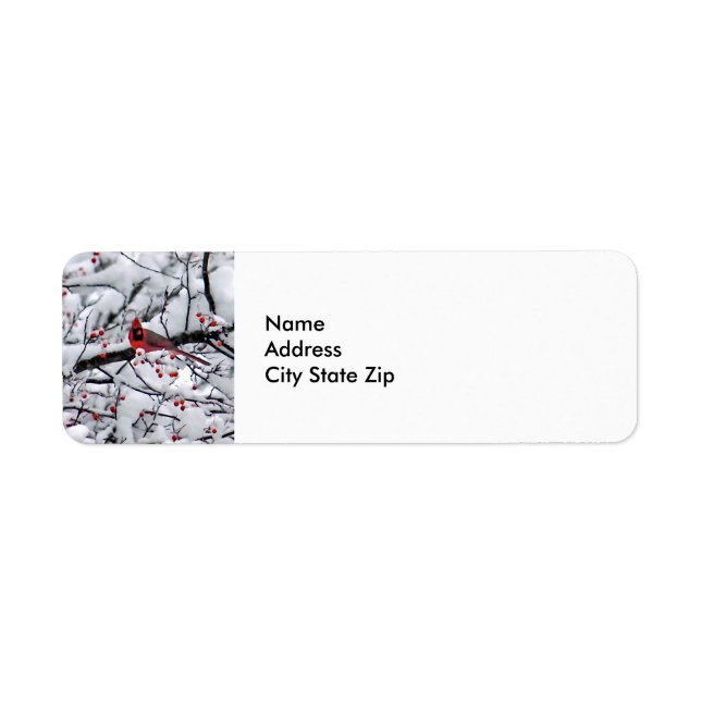 Cardinal Snow Tree Photo Label (Front)