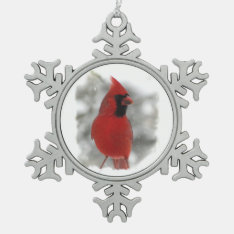 Cardinal Snowflake Pewter Christmas Ornament at Zazzle