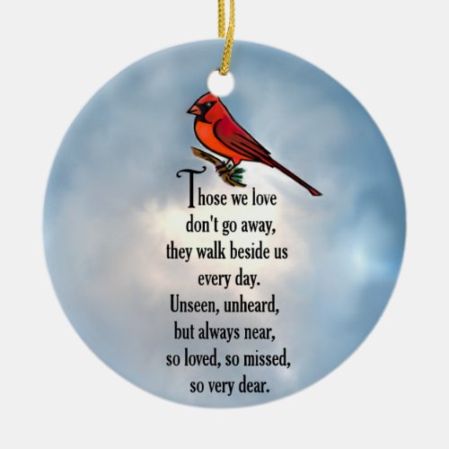 Cardinal So Loved Poem Ceramic Ornament