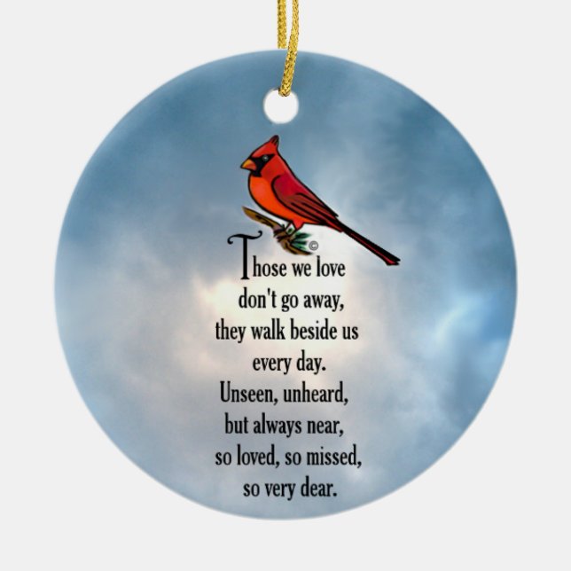 Cardinal "So Loved" Poem Ceramic Ornament (Front)