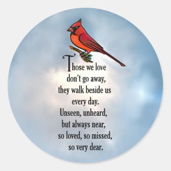 Cardinal "so Loved" Poem Classic Round Sticker by AlwaysInMyHeart at Zazzle