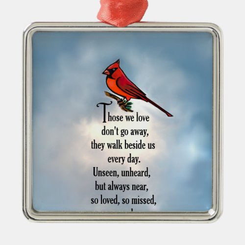 Cardinal So Loved Poem Metal Ornament