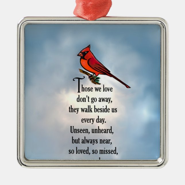 Cardinal "So Loved" Poem Metal Ornament (Front)