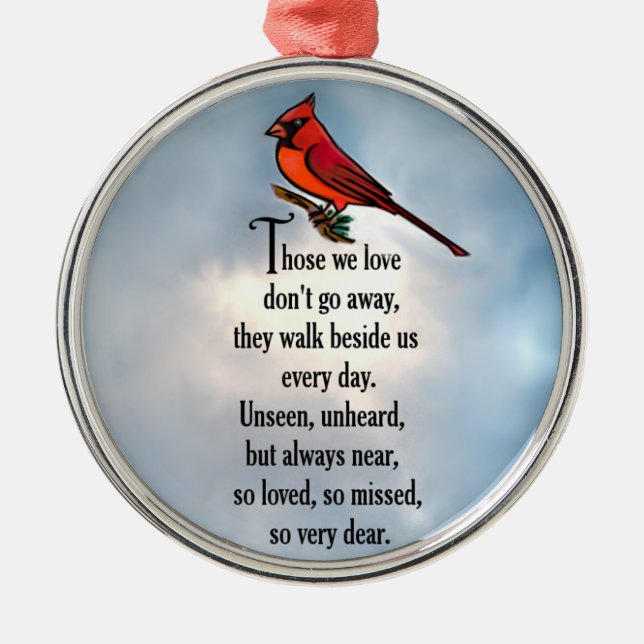 Cardinal "So Loved" Poem Metal Ornament (Front)