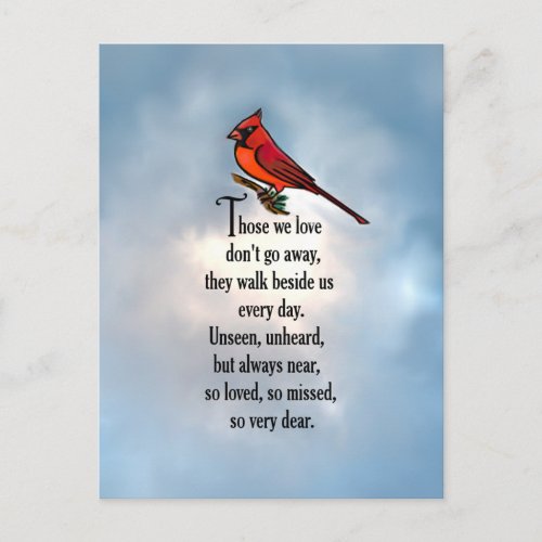 Cardinal So Loved Poem Postcard