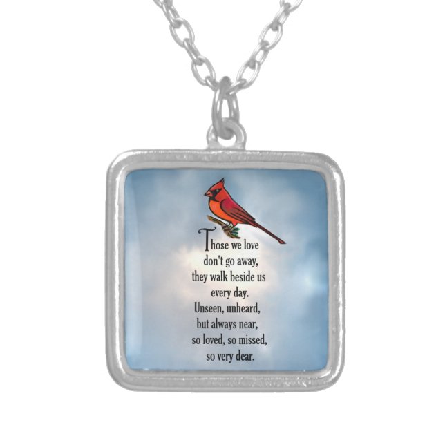 Cardinal "So Loved" Poem Silver Plated Necklace (Front)