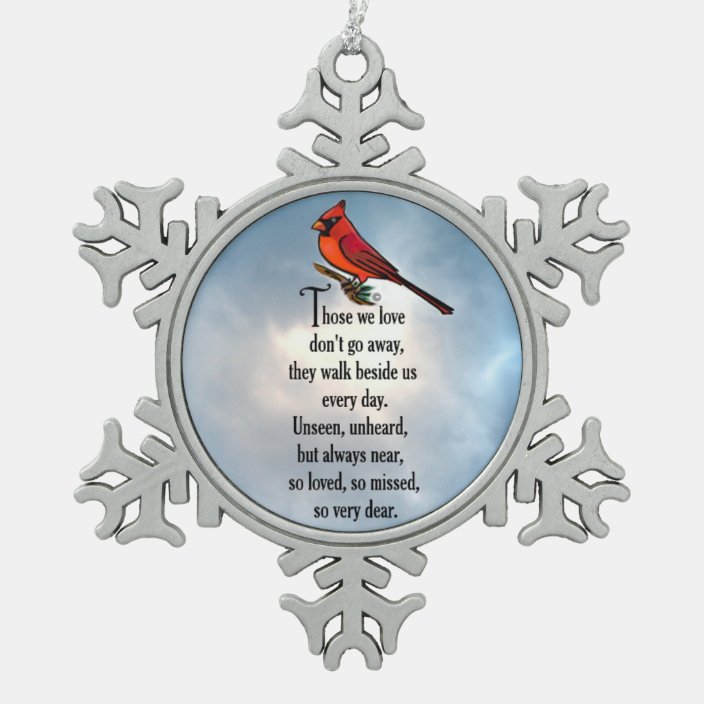 Cardinal So Loved Poem Snowflake Pewter Christmas Ornament Zazzle Com