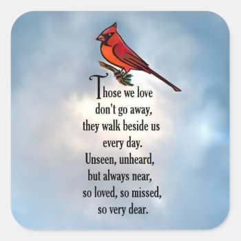 Cardinal "so Loved" Poem Square Sticker by AlwaysInMyHeart at Zazzle