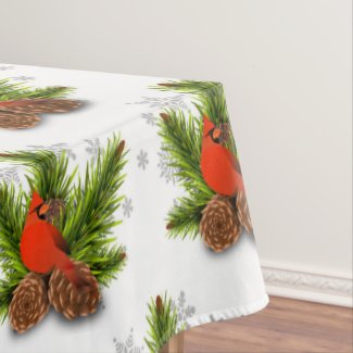 Cardinal songbird Christmas Holiday Tablecoth
