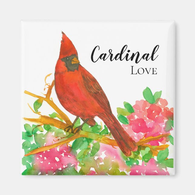 Cardinal Souvenir Rhododendron Flowers Magnet (Front)