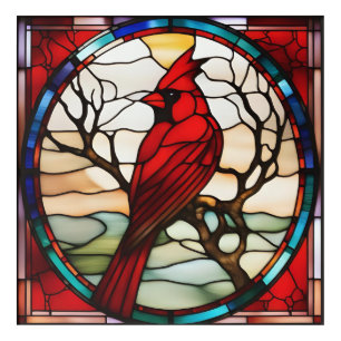 Cardinal Square Stained Glass Inspired Acrylic Print