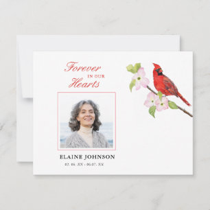 Cardinal Sympathy Funeral Photo Thank You Card