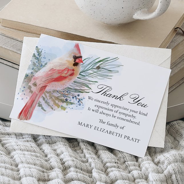 Cardinal Sympathy Funeral Thank You Card (Creator Uploaded)