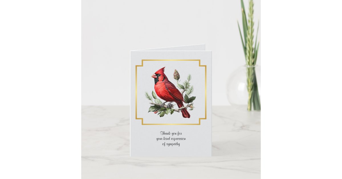 Cardinal Sympathy Thank You Folded Note Card | Zazzle