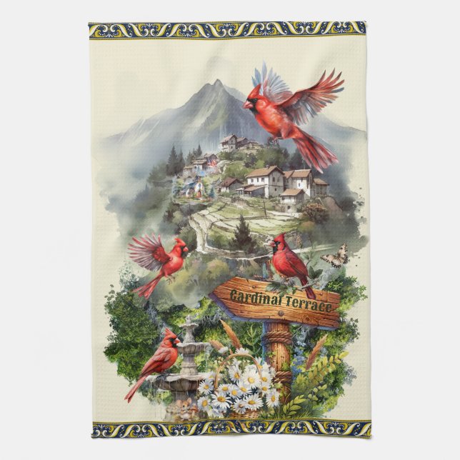 Cardinal Terrace Scenic Mountain Kitchen Towel (Vertical)