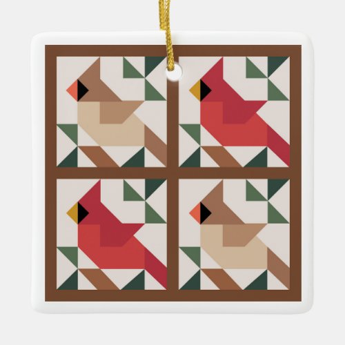 Cardinal Two sided Barn Quilt Ornament