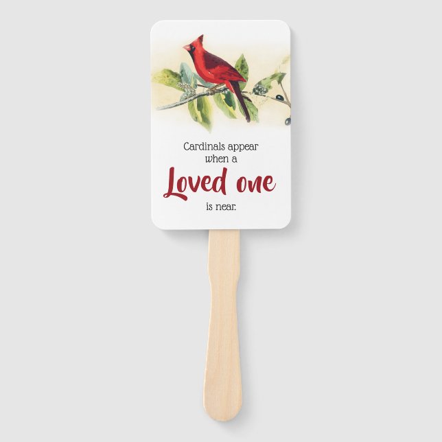 Cardinal Two Sided Photo Funeral Thank You Favor Hand Fan (Front)