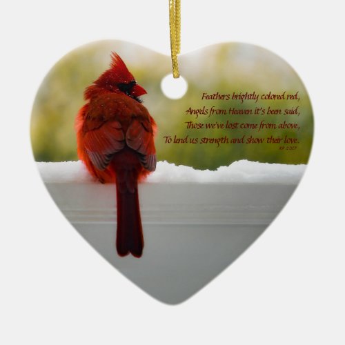 Cardinal wVisitor From Heaven poem Customizable Ceramic Ornament