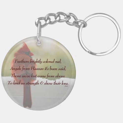 Cardinal wVisitor From Heaven Poem Keychain