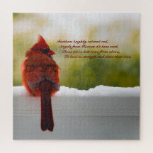 Cardinal w/ Visitors From Heaven 20x20 challenging