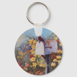 Cardinal Waiting For the Mail Keychain