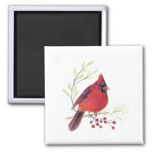 Cardinal Watercolor Art Magnet