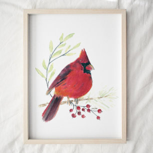 Cardinal Watercolor Art Print