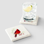 Cardinal Watercolor Art Stone Coaster