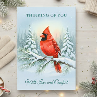 Cardinal Watercolor Christmas Sympathy Remembrance Card