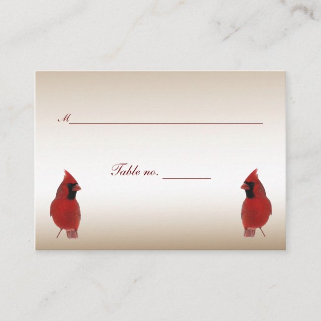 Cardinal Wedding Escort Card