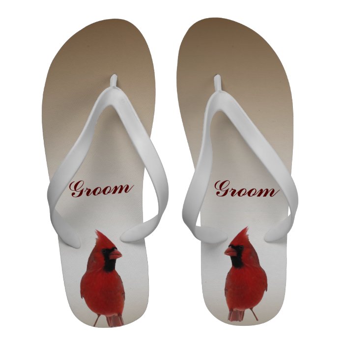 Cardinal Wedding Groom Flip Flops