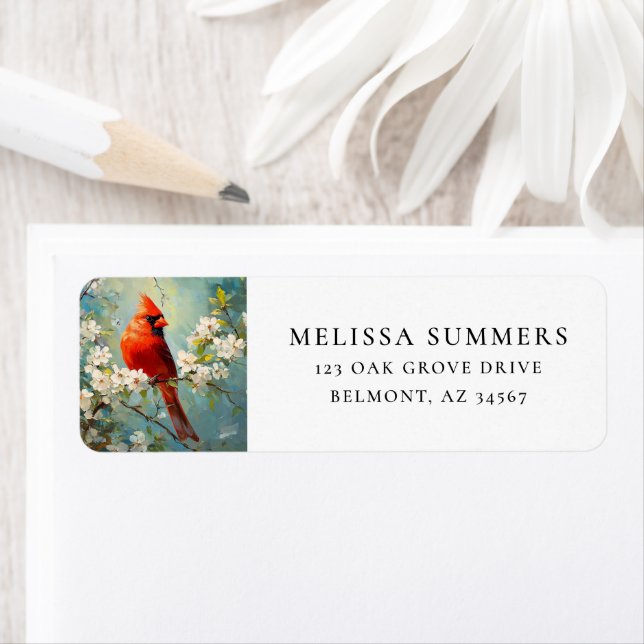 Cardinal White Blossom Flowers Fine Art Label (Insitu)