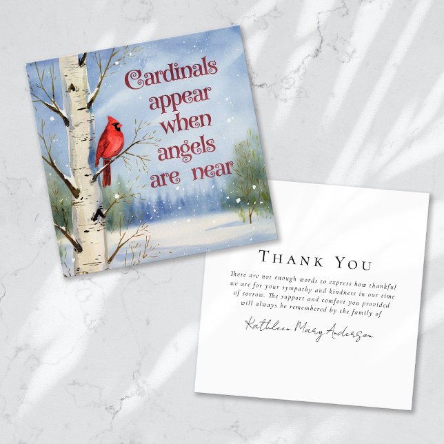 Cardinal Winter Snow Sympathy Funeral  Thank You Card (Creator Uploaded)