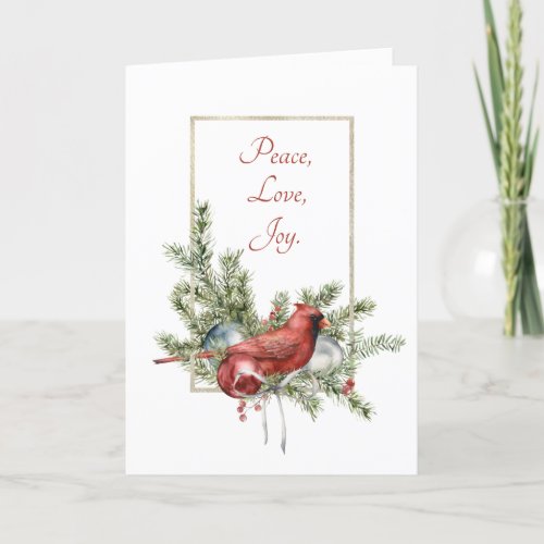 Cardinal with a Christmas Bouquet Holiday Card