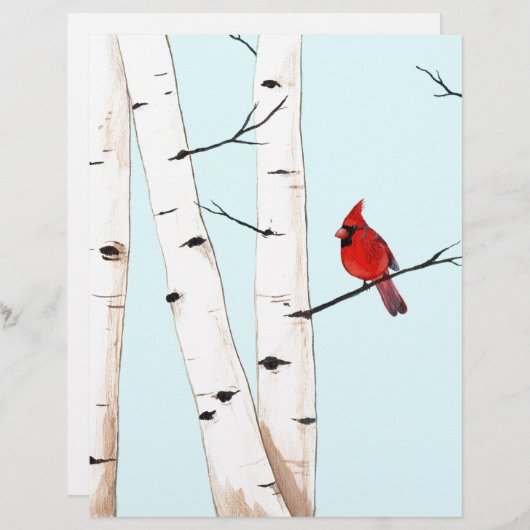 Cardinal with Birch Trees (Front/Back)