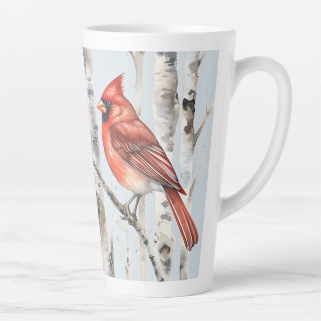 Cardinal with Birches (matching journal available) Latte Mug (Right)