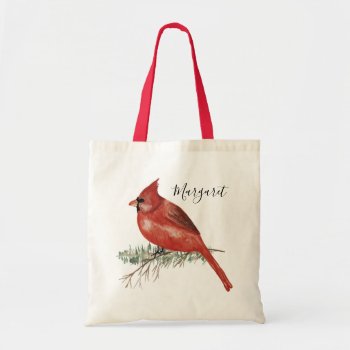 Cardinal With Name Tote Bag by MaggieMart at Zazzle