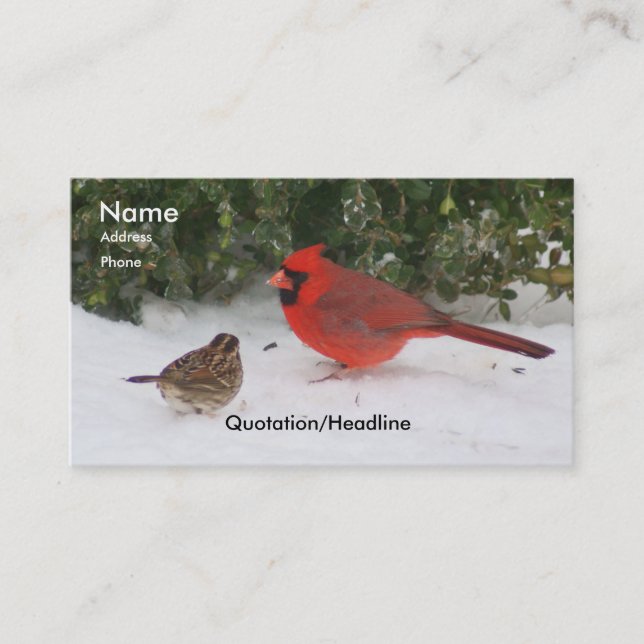 Cardinal with Sparrow Business Card (Front)