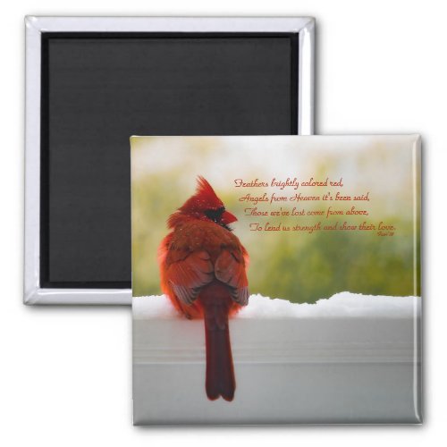 Cardinal with Visitor From Heaven poem Magnet