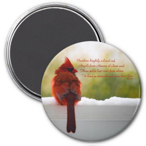 Cardinal with Visitor From Heaven poem Magnet